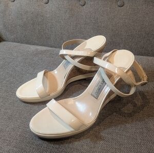 Jimmy Choo Patent Leather Cork Wedge Sandals EU 40 US 9.5 – Very Good Condition
